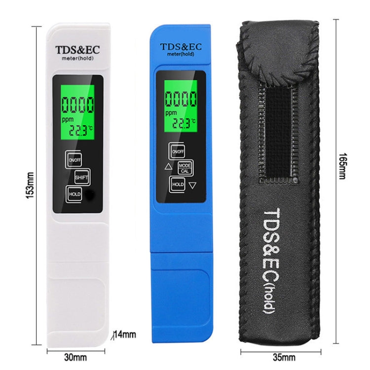 Stylo testeur de qualité d'eau TDS & EC modèle rétroéclairé, stylo testeur de conductivité, modèle rétroéclairé (blanc), modèle rétroéclairé (bleu)
