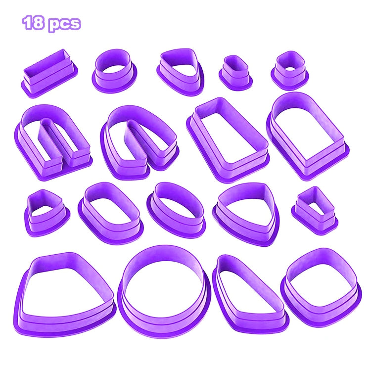 18 moules à boucles d'oreilles en argile souple 1 en 1, moules à boucles d'oreilles en argile faits à la main, 18 en 1 (violet), 18 en 1 (rose), 18 en 1 (jaune), 18 en 1 (bleu)