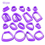 18 moules à boucles d'oreilles en argile souple 1 en 1, moules à boucles d'oreilles en argile faits à la main, 18 en 1 (violet), 18 en 1 (rose), 18 en 1 (jaune), 18 en 1 (bleu)