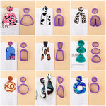 18 moules à boucles d'oreilles en argile souple 1 en 1, moules à boucles d'oreilles en argile faits à la main, 18 en 1 (violet), 18 en 1 (rose), 18 en 1 (jaune), 18 en 1 (bleu)