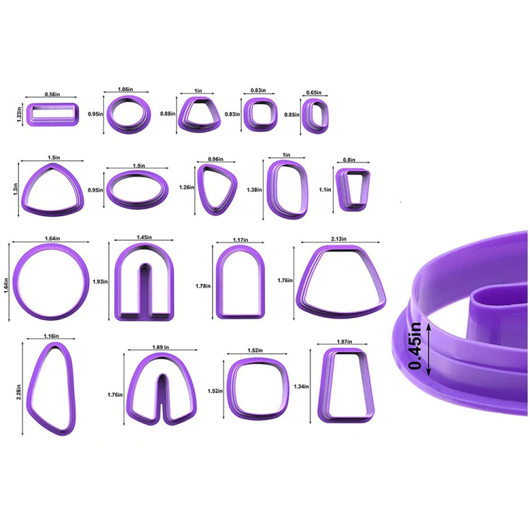 18 moules à boucles d'oreilles en argile souple 1 en 1, moules à boucles d'oreilles en argile faits à la main, 18 en 1 (violet), 18 en 1 (rose), 18 en 1 (jaune), 18 en 1 (bleu)
