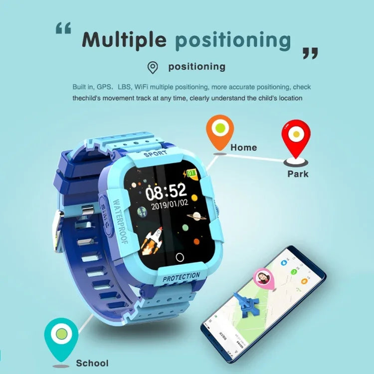 Montre connectée pour enfants DF75 1,4 pouce avec GPS 4G, étanche, fonction d'appel et SOS