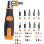 2050C Tournevis d'Angle à Cliquet Multi-angle Portable 10 en 1 Embouts Cachés, 10 en 1 Orange, 10 en 1 Gris