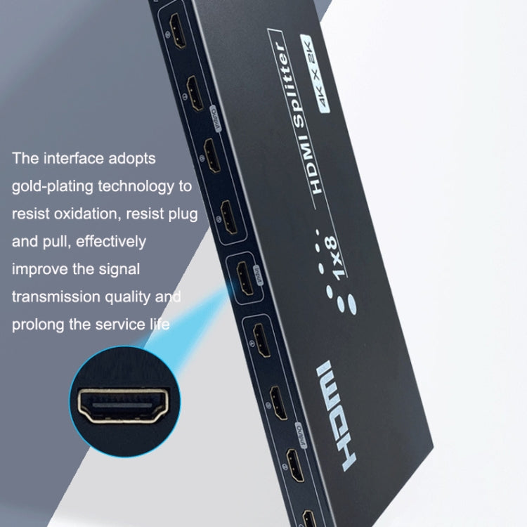 Répartiteur HDMI 8 ports FJGEAR SM4K108 4K HD audio et vidéo, prise EU, SM4K108
