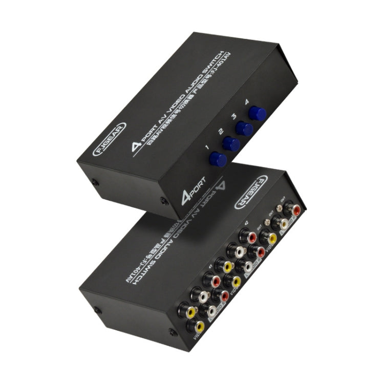 Commutateur audio et vidéo AV 4 voies FJGEAR FJ-401AV avec interface Lotus, FJ-401AV