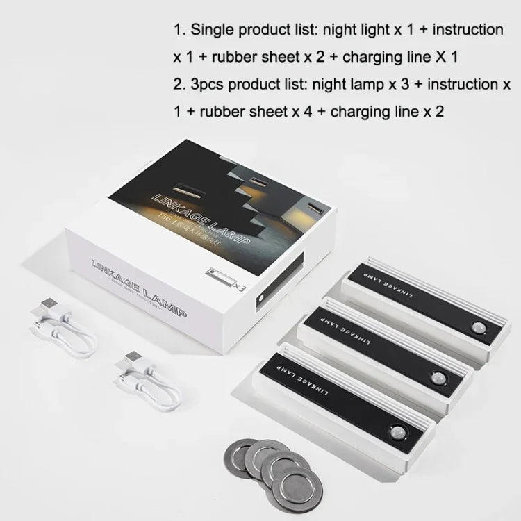 Lampe de nuit à induction corporelle TW-L56 Linkage, USB, magnétique, pour couloir, 1 pièce, 3 pièces
