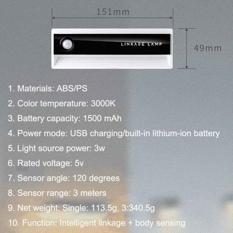 Lampe de nuit à induction corporelle TW-L56 Linkage, USB, magnétique, pour couloir, 1 pièce, 3 pièces