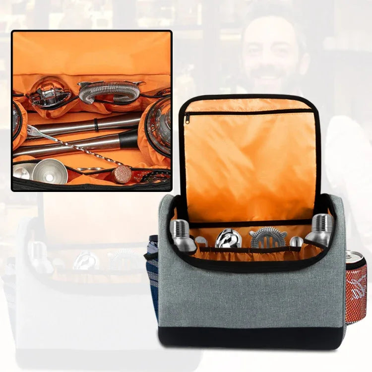 Sac à outils de bar de voyage pour barman, sac de rangement pour outils de bar, 32,5 x 14,5 x 25,4 cm