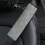 Fiber Leather Embossed Car Seat Belt Shoulder Cover Protector, 6.5X23cm