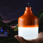 Ampoule LED rechargeable USB AB26 pour étals de marché nocturne, lampe suspendue pour camping extérieur, Puissance : 30W (Blanc), 60W (Blanc), 80W (Blanc), 100W (Blanc), 200W (Blanc), 300W (Blanc), 80W (Orange), 100W (Orange), 200W (Orange), 300W (Orange)