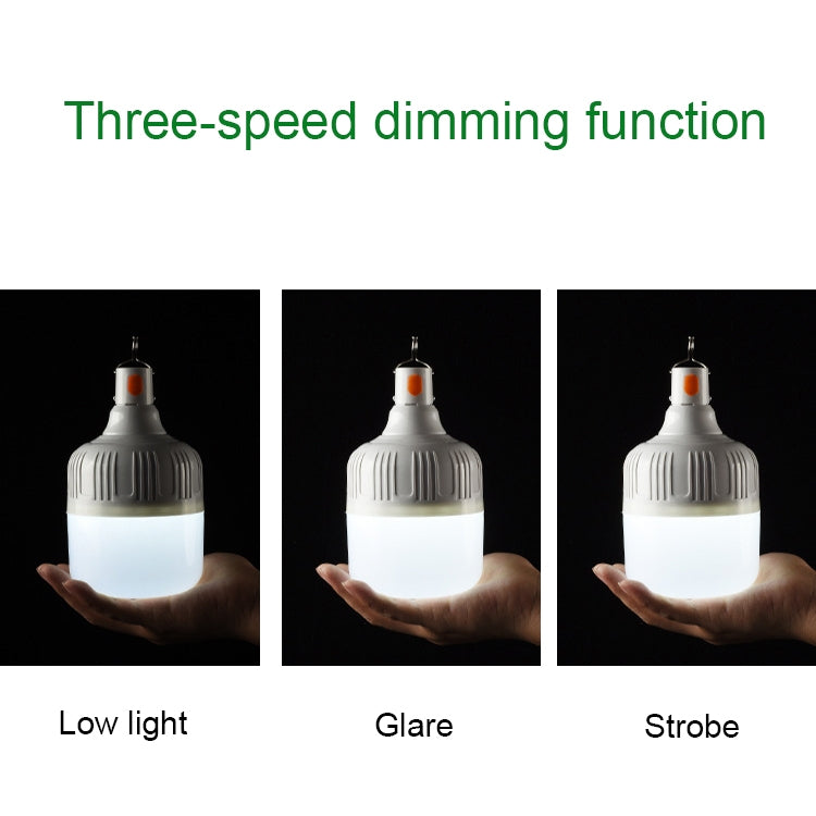Ampoule LED rechargeable USB AB26 pour étals de marché nocturne, lampe suspendue pour camping extérieur, Puissance : 30W (Blanc), 60W (Blanc), 80W (Blanc), 100W (Blanc), 200W (Blanc), 300W (Blanc), 80W (Orange), 100W (Orange), 200W (Orange), 300W (Orange)