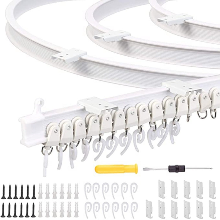 Kit de Rail à Rideaux à Cintrage Flexible pour Rail en Acier Modèle, Taille :, 3m Blanc