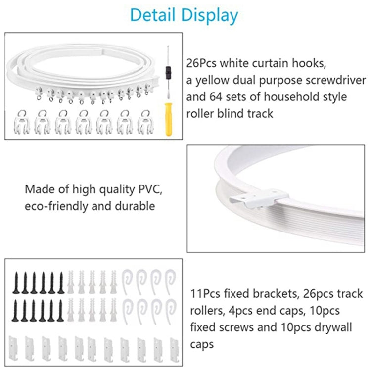 Kit de Rail à Rideaux à Cintrage Flexible pour Rail en Acier Modèle, Taille :, 3m Blanc