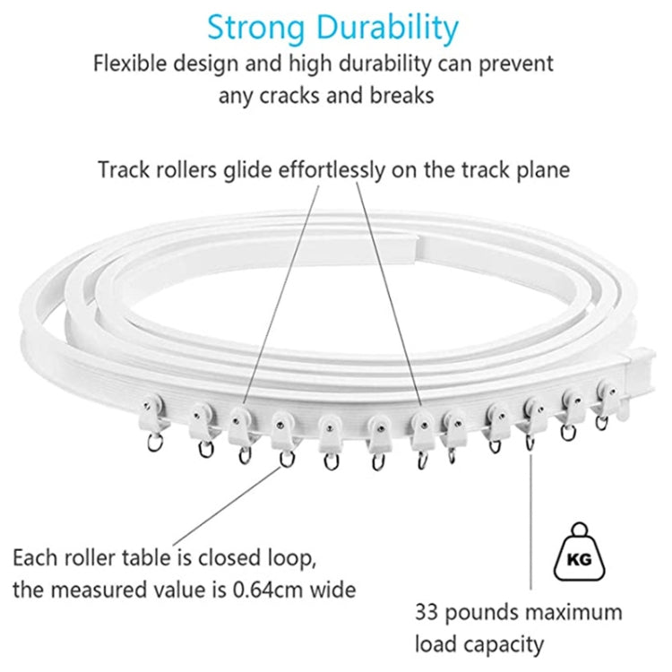 Kit de Rail à Rideaux à Cintrage Flexible pour Rail en Acier Modèle, Taille :, 3m Blanc