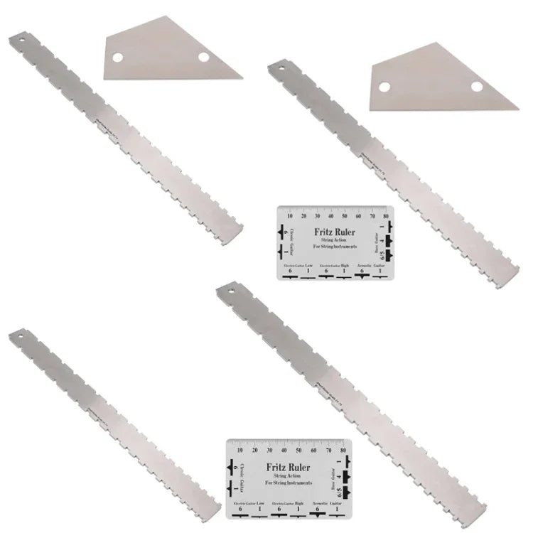 Règle de mesure en acier inoxydable GNR3 pour manche de guitare basse, Style :, Double denture + Règle de nivellement + Règle de hauteur des cordes
