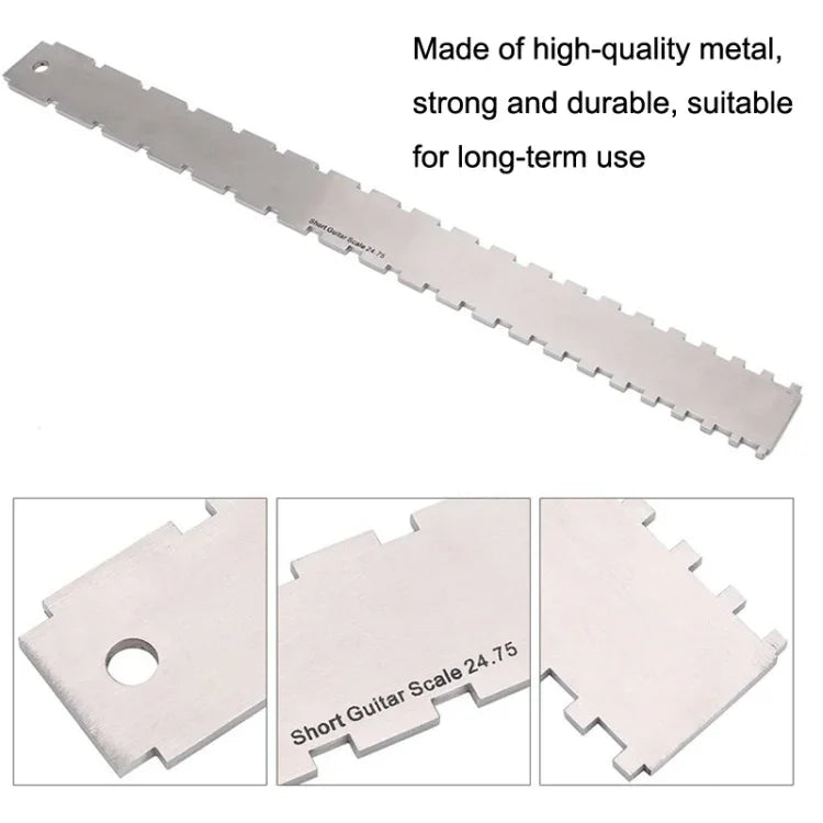 Règle de mesure en acier inoxydable GNR3 pour manche de guitare basse, Style :, Double denture + Règle de nivellement + Règle de hauteur des cordes