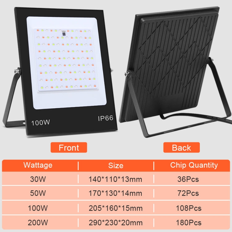 Projecteur LED RVB Coloré avec Télécommande, 30W, 100W