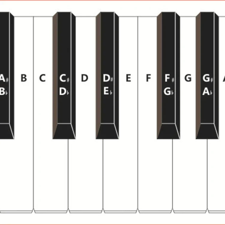 Tableau comparatif des doigtés pour piano à clavier 88 touches, blanc