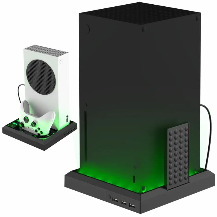 Support de chargeur lumineux RGB multicolore pour Xbox Series XS, base de refroidissement et de charge avec ventilateur et éclairage RGB multicolore