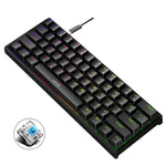 Clavier mécanique filaire de jeu LEAVEN K620 61 touches à branchement à chaud lumineux, Longueur de câble : 1,8m, Axe vert noir, Axe vert blanc, Axe vert bleu, Axe vert rose, Axe rouge noir blanc, Axe vert blanc noir, Axe vert noir blanc
