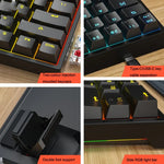 Clavier mécanique filaire de jeu LEAVEN K620 61 touches à branchement à chaud lumineux, Longueur de câble : 1,8m, Axe vert noir, Axe vert blanc, Axe vert bleu, Axe vert rose, Axe rouge noir blanc, Axe vert blanc noir, Axe vert noir blanc