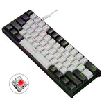 Clavier mécanique filaire de jeu LEAVEN K620 61 touches à branchement à chaud lumineux, Longueur de câble : 1,8m, Axe vert noir, Axe vert blanc, Axe vert bleu, Axe vert rose, Axe rouge noir blanc, Axe vert blanc noir, Axe vert noir blanc