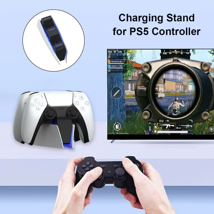 Chargeur double station d'accueil HONCAM pour manette PS5, blanc, noir, rose rouge, bleu