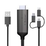 Câble dongle HDTV 1080P, HDMI Plug and Play avec écran Plug and Play, LD36 8 broches + Micro USB + Type-C / USB-C vers HDMI