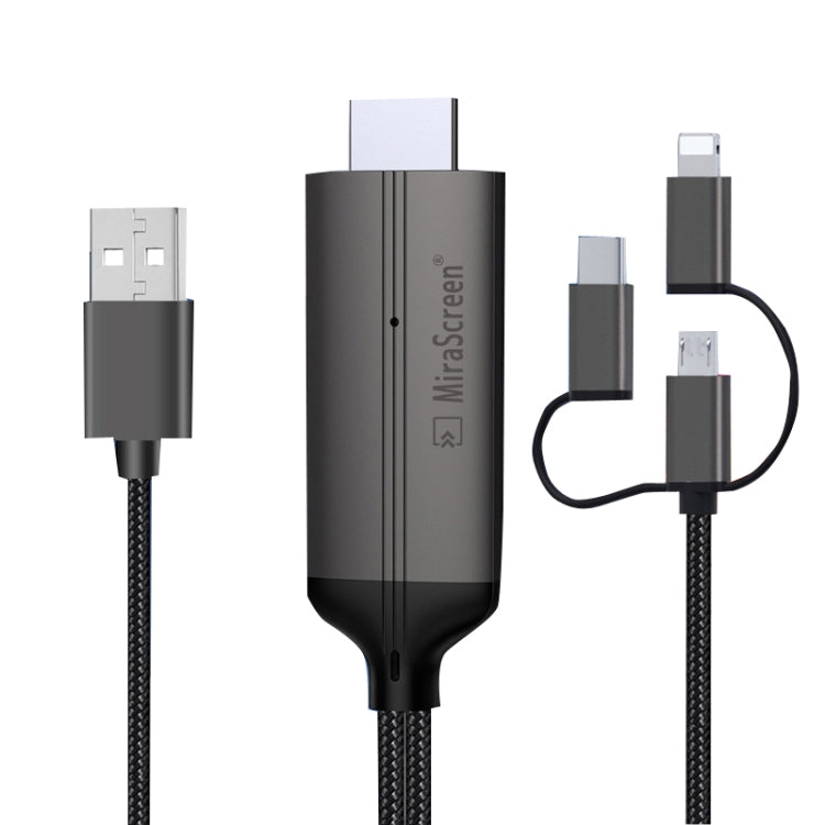 Câble dongle HDTV 1080P, HDMI Plug and Play avec écran Plug and Play, LD36 8 broches + Micro USB + Type-C / USB-C vers HDMI