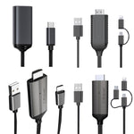 Câble dongle HDTV 1080P, HDMI Plug and Play avec écran Plug and Play, LD36 8 broches + Micro USB + Type-C / USB-C vers HDMI