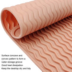 Tapis antidérapant de vidange à motif ondulé en TPR épaissi, Rose kaki, Gris kaki, Bleu kaki