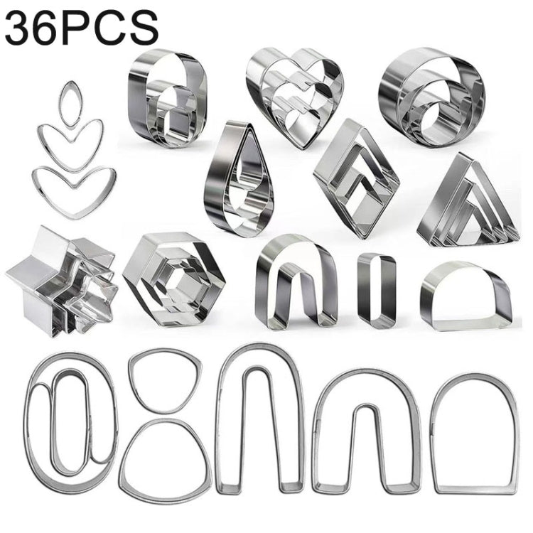 36 en 1 Emporte-pièces pour boucles d'oreilles en pâte polymère en acier inoxydable, 36 en 1