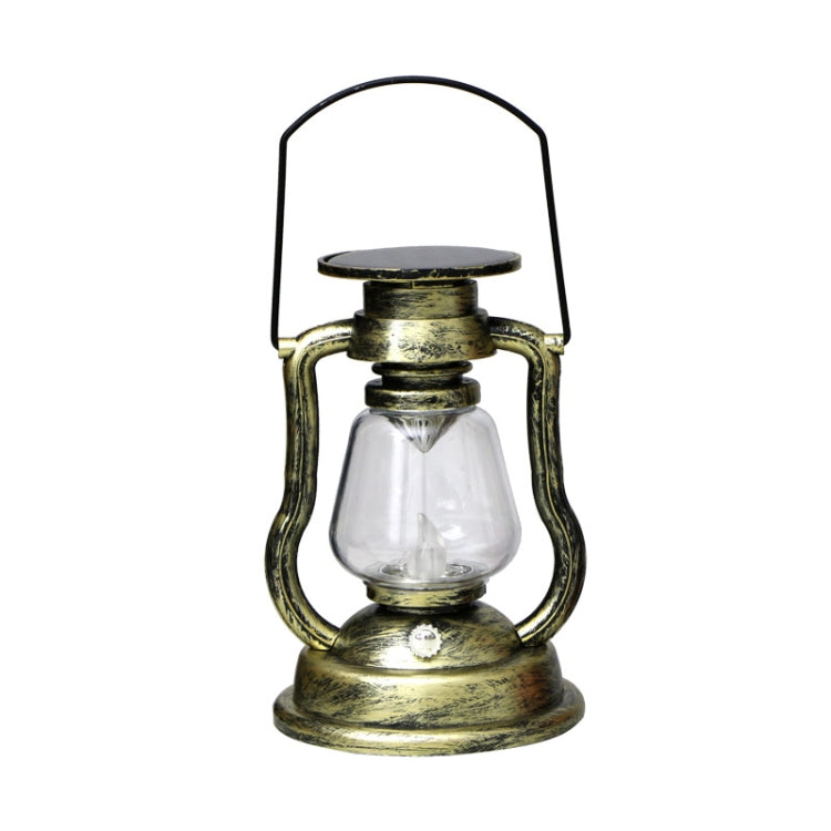 200802 Lampe de poche en forme de lampe à pétrole solaire rétro Décoration d'intérieur Lampe à flamme, Bronze, Or, Argent, Rouille, Rouge