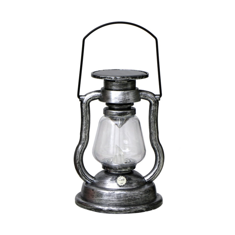 200802 Lampe de poche en forme de lampe à pétrole solaire rétro Décoration d'intérieur Lampe à flamme, Bronze, Or, Argent, Rouille, Rouge