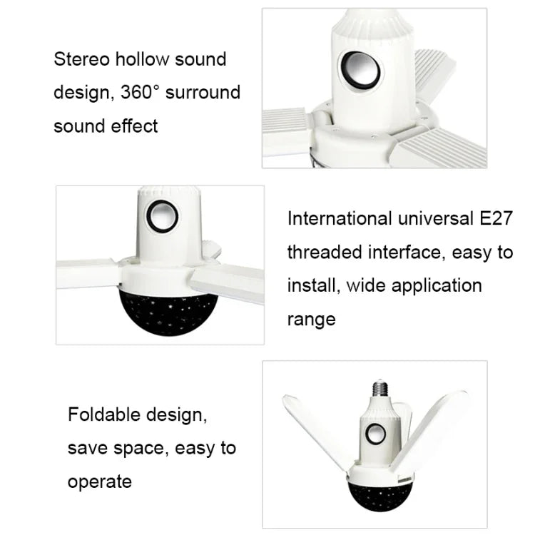 ZSCPH-001 Lampe d'ambiance musicale multicolore Bluetooth RGB à trois pales multifonctionnelle de 40W, Taille :, L (Étoile), S (Étoile), L (Boule magique), S (Boule magique)