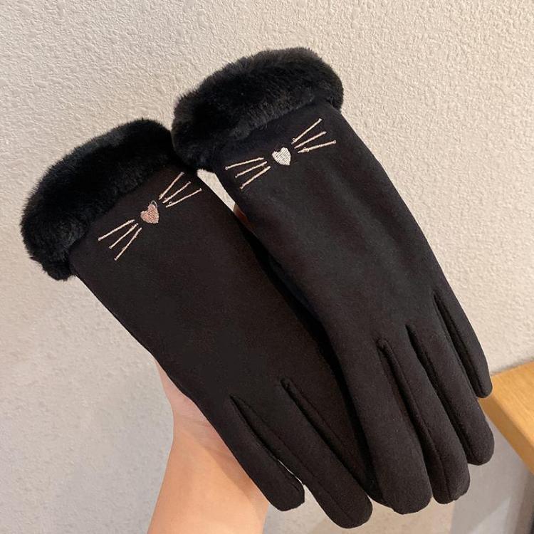 A56 Gants d'équitation chauds, tactiles, épais et coupe-vent en velours, A56 Noir, A56 Rose, A56 Gris