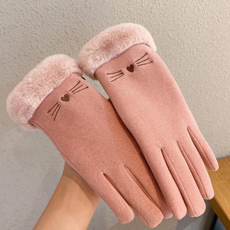 A56 Gants d'équitation chauds, tactiles, épais et coupe-vent en velours, A56 Noir, A56 Rose, A56 Gris