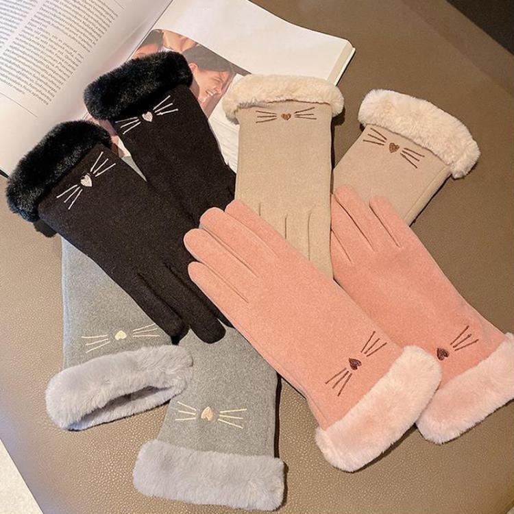 A56 Gants d'équitation chauds, tactiles, épais et coupe-vent en velours, A56 Noir, A56 Rose, A56 Gris