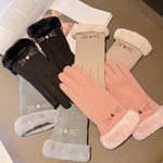 A56 Gants d'équitation chauds, tactiles, épais et coupe-vent en velours, A56 Noir, A56 Rose, A56 Gris