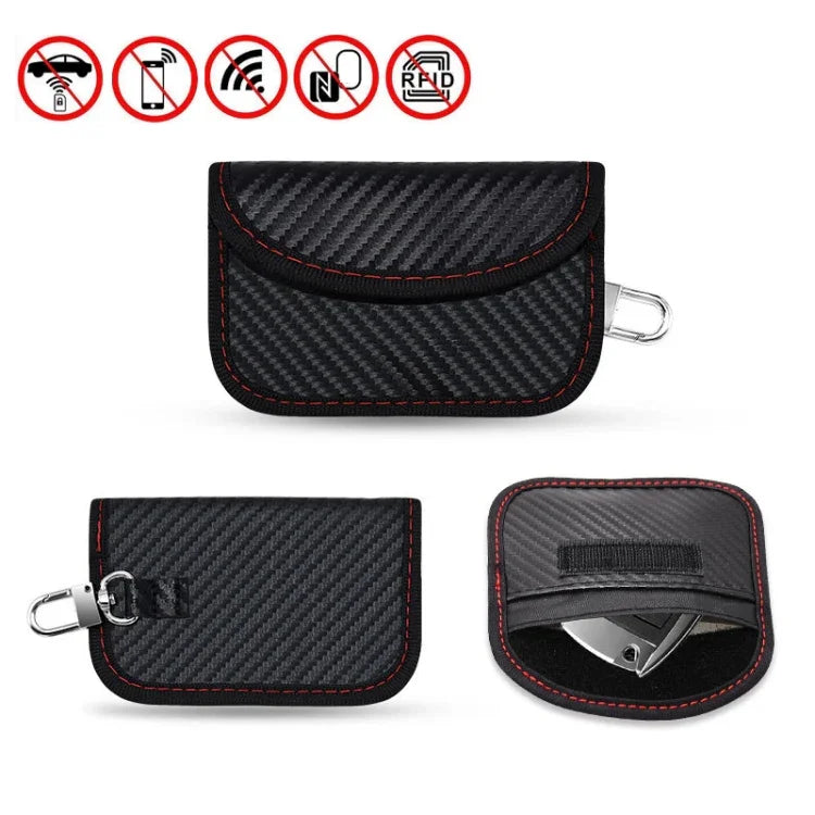 Étui pour carte RFID en fibre de carbone Sac de blindage de signal de clé de voiture anti-radiation, 10,5 x 6,5 cm, 11,5 x 7,5 cm
