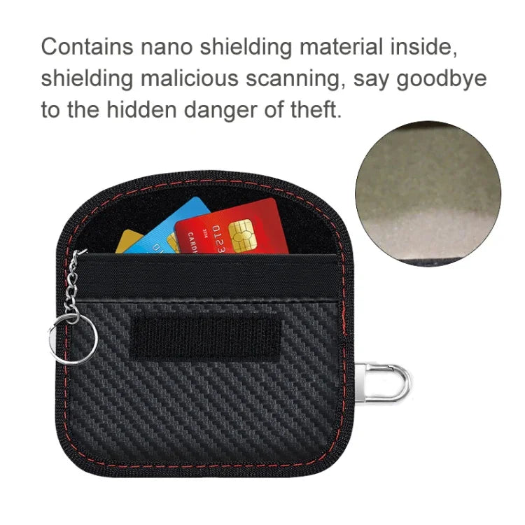 Étui pour carte RFID en fibre de carbone Sac de blindage de signal de clé de voiture anti-radiation, 10,5 x 6,5 cm, 11,5 x 7,5 cm