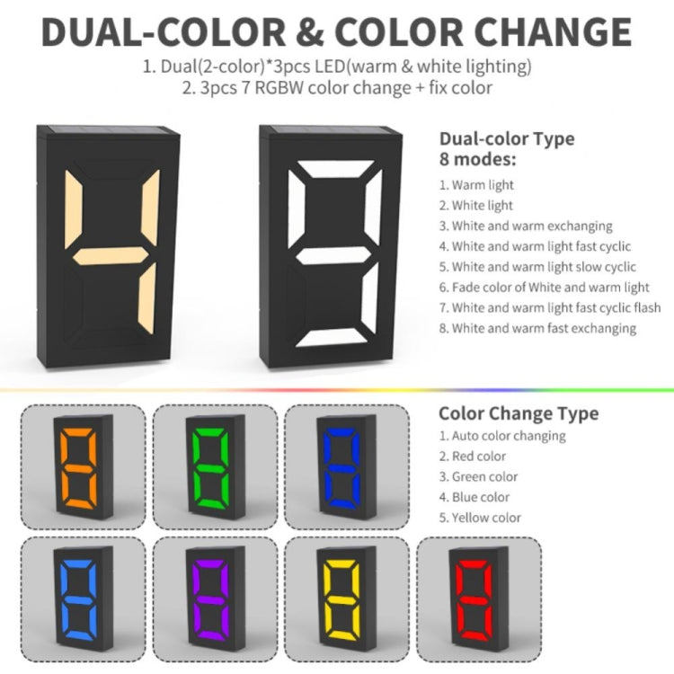 N766B Lampe solaire DIY pour numéro de porte, étanche, à fixer au mur, N766B (Modèle Lumière Colorée), N766B (Lumière Blanche/Lumière Chaude)