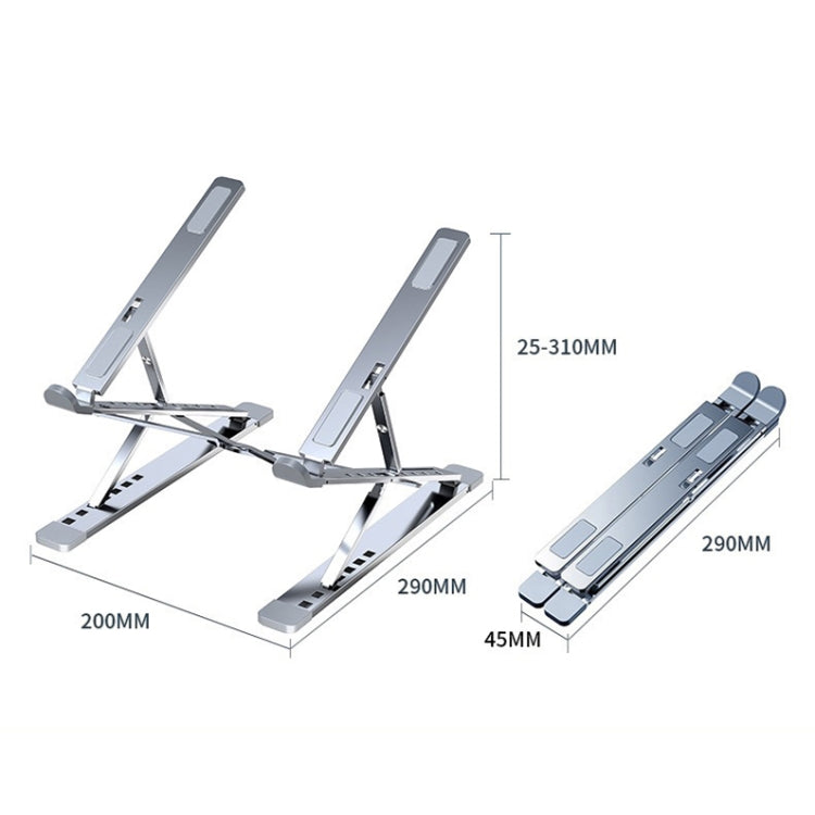 N8 Double-layer Foldable Lifting Aluminum Alloy Laptop Heat Dissipation Stand, N8 (Oxidized Silver), N8 (Silver), N8 (Gray)