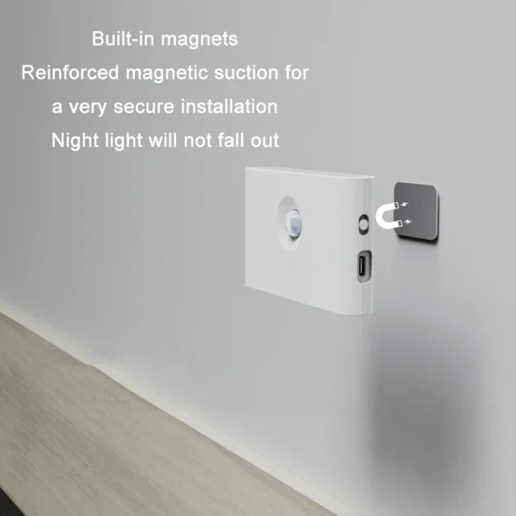 Veilleuse LED magnétique sans fil à capteur intelligent infrarouge, lentille plane, lentille ronde