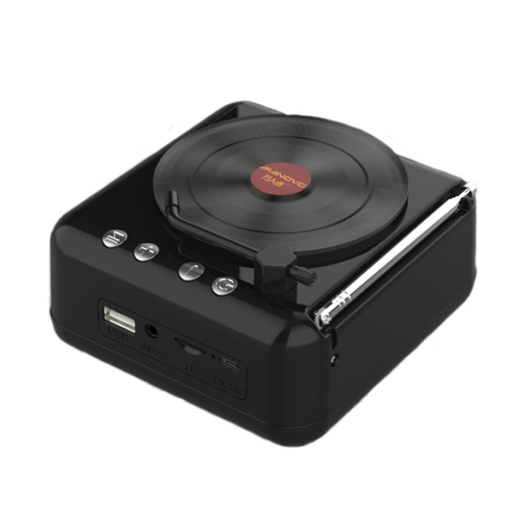 Haut-parleur Bluetooth miniature en forme de tourne-disque rétro H3, noir, blanc, grain de bois