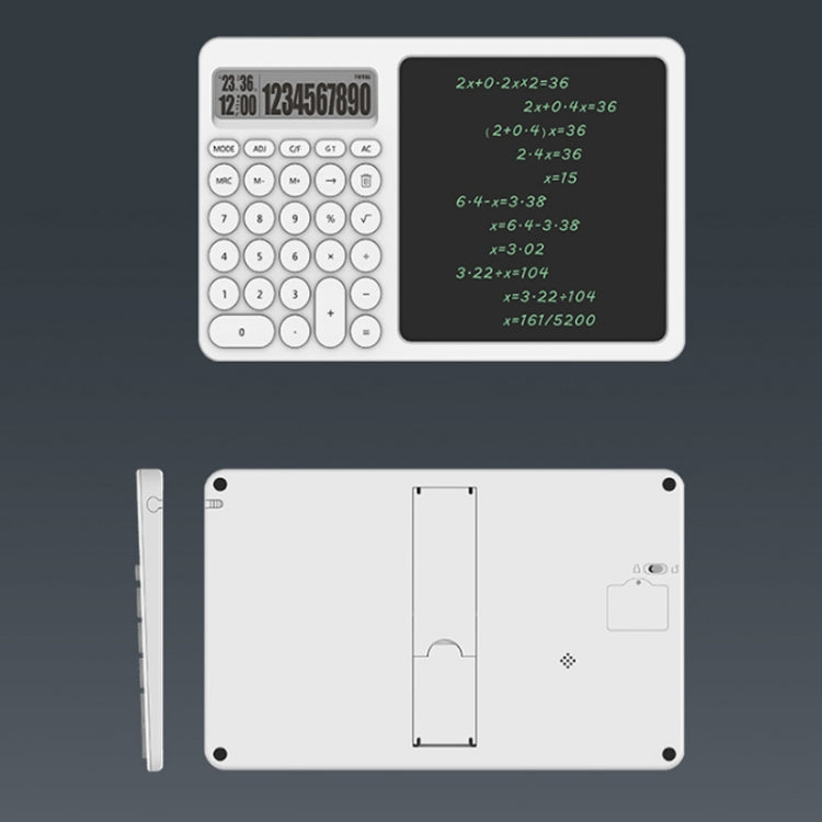 Calculatrice de bureau Tableau d'écriture LCD avec support, blanc