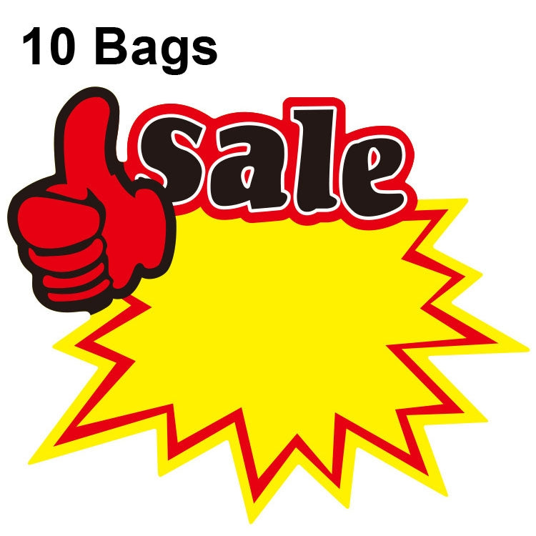 10 sachets 18x14cm Autocollant explosion Étiquette de prix de produit Étiquette de prix de supermarché, WM-101, WM-102, WM-103, WM-105, WM-106, WM-107, WM-108, WM-109, WM-10, WM-111, WM-12, WM-113, XD-028, XD-022, XD-009, XD-047, XD-051, XD-069