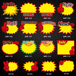 10 sachets 18x14cm Autocollant explosion Étiquette de prix de produit Étiquette de prix de supermarché, WM-101, WM-102, WM-103, WM-105, WM-106, WM-107, WM-108, WM-109, WM-10, WM-111, WM-12, WM-113, XD-028, XD-022, XD-009, XD-047, XD-051, XD-069