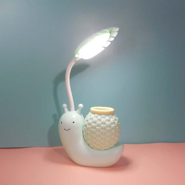 L-0 Lampe de bureau LED rechargeable USB douce et protectrice pour les yeux, support de stylo en forme de dessin animé escargot