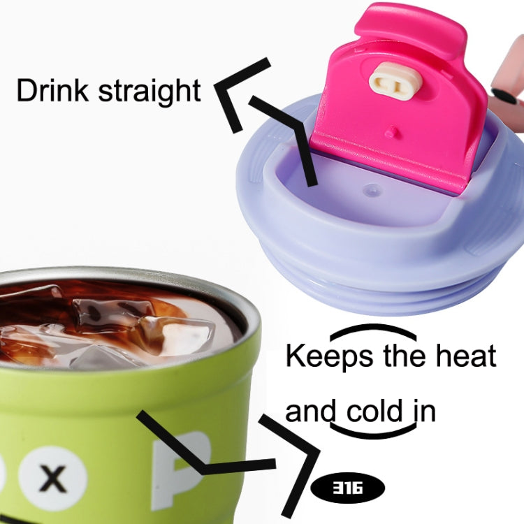 Tasse à café en acier inoxydable 316, tasse isotherme en dessin animé, capacité : 400 ml blanc, 400 ml violet, 400 ml rose, 400 ml vert clair